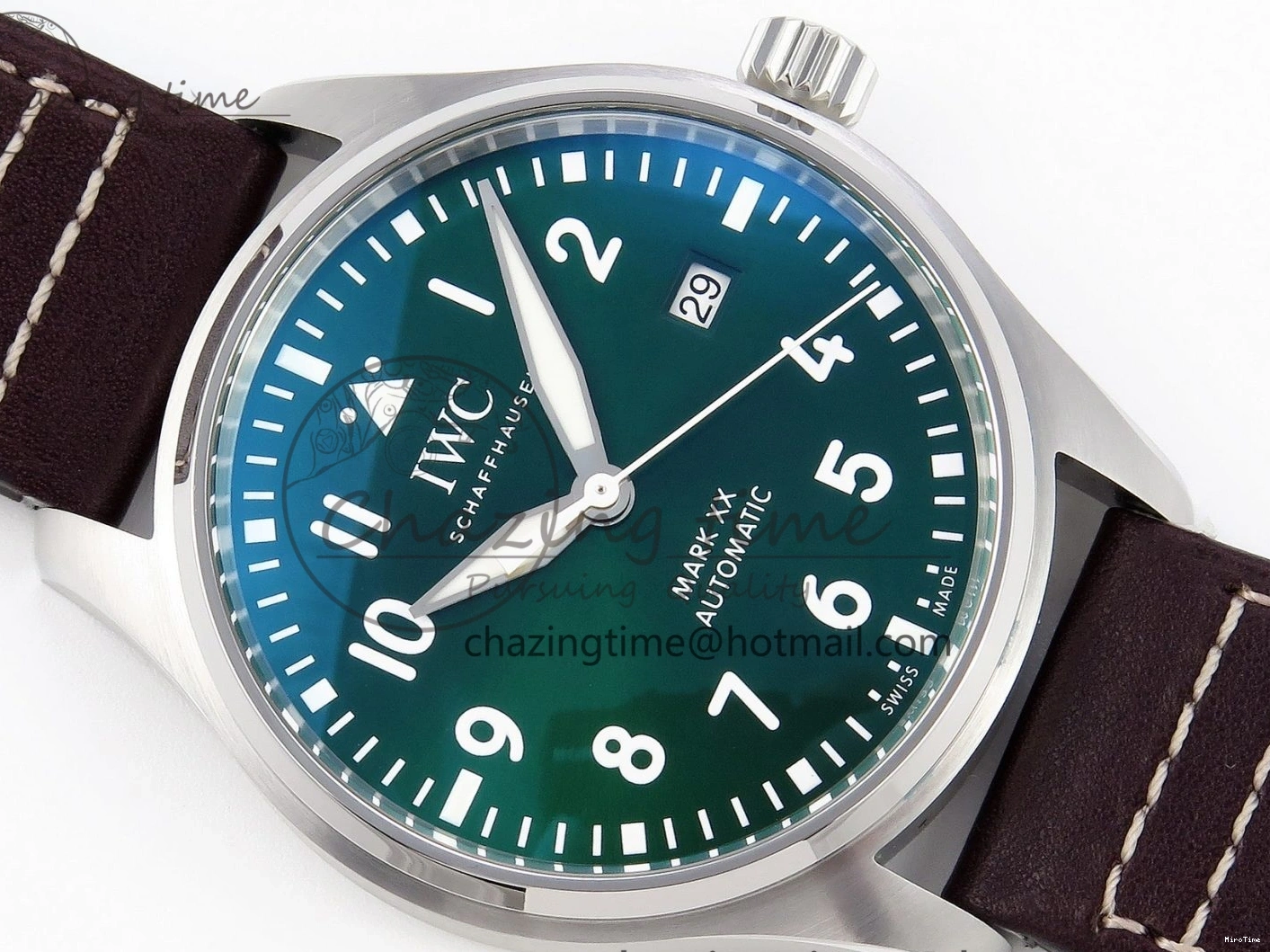 MIROTIME 0127 Pilot Mark XX IW328205 ZF 1:1 Best Edition Green Dial on Brown Leather Strap A UrbanStyle 7029